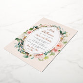 リトルバレリーナ子供の誕生日バラ金ゴールドフローラ 箔招待状 (回転した状態)