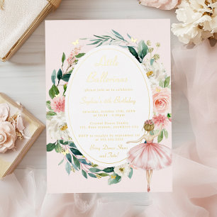 リトルバレリーナ金ゴールドバタフライ子供の誕生日 箔招待状