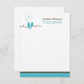 リトルバーディカスタムーズフラットノートカード（アクア） ノートカード (正面/裏面)