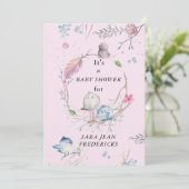 リトルバーディーズのパーソナライズピンクベビーシャワー 招待状 (スタンド正面)