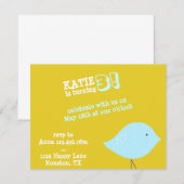 リトルバードの誕生日パーティー招待状 招待状 (正面/裏面)