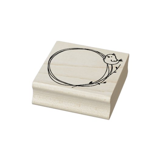 リトルバードオン小枝リース自然円サラウンド ラバースタンプ (スタンプ)