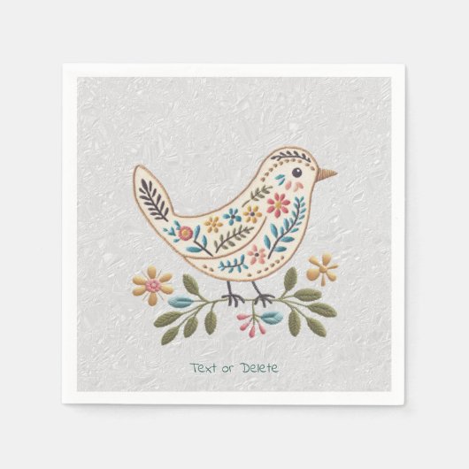 リトルバードカラフルフローラナプキン スタンダードカクテルナプキン (正面)