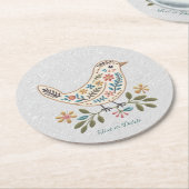 リトルバードカラフルフローラ紙コースター ラウンドペーパーコースター (アングル)