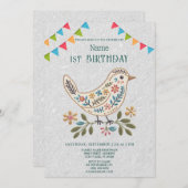 リトルバードカラフルフローラ誕生会 招待状 (正面/裏面)