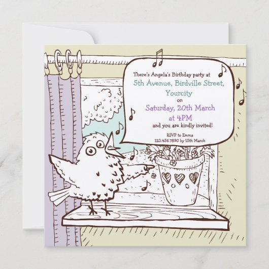 リトルバードトード子供の誕生日パーティの招待状 招待状 (正面)