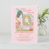 リトルバードピンク1歳の誕生日 招待状 (スタンド正面)