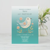 リトルバードフローラグリーンバースデーパーティーの招待 招待状 (スタンド正面)