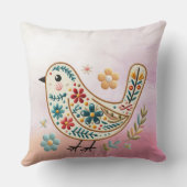 リトルバードフローラピンク装飾用クッション クッション (裏面)