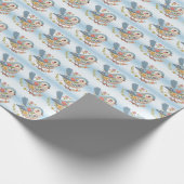 リトルバードフローラブルーラッピング紙 ラッピングペーパー (角)