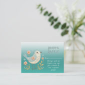 リトルバードフローラ刺繍グリーンベビーシャワー エンクロージャーカード (スタンド正面)
