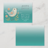 リトルバードフローラ刺繍グリーンベビーシャワー エンクロージャーカード (正面/裏面)