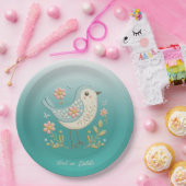リトルバードフローラ刺繍グリーン紙プレート ペーパープレート (パーティー)