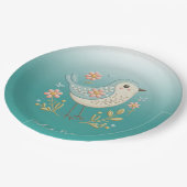 リトルバードフローラ刺繍グリーン紙プレート ペーパープレート (アングル)