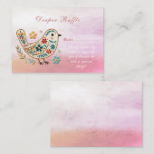 リトルバードフローラ刺繍ピンクベビーシャワー エンクロージャーカード (正面/裏面)