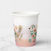 リトルバードフローラ刺繍ピンク紙カップ 紙コップ (右)