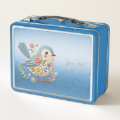 リトルバードフローラ刺繍ブルーメタルランチボックス メタルランチボックス (裏面)