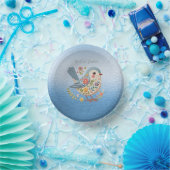 リトルバードフローラ刺繍ブルー紙ボウル ペーパーボウル (パーティー)