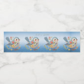 リトルバードフローラ刺繍ブルー ペットボトルラベル (シングルラベル)