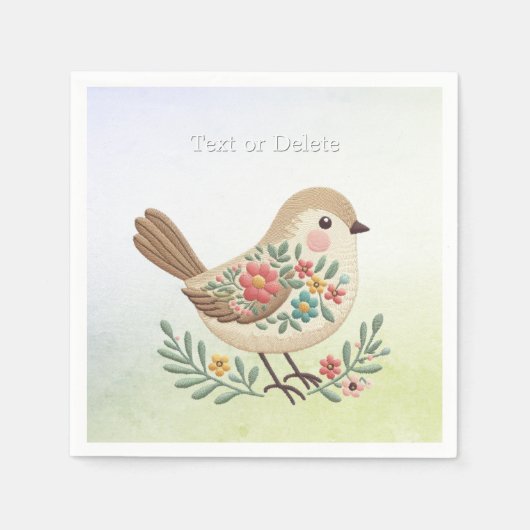 リトルバードフローラ金ゴールド金ゴールドナプキン スタンダードカクテルナプキン (正面)