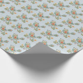 リトルバードブルーピンクの花のラッピング紙 ラッピングペーパー (角)