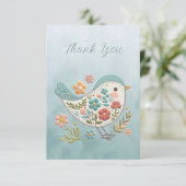 リトルバードブルーピンクの花サンキューカード サンキューカード (スタンド正面)