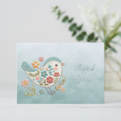リトルバードブルーピンクの花サンキューカード サンキューカード (スタンド正面)