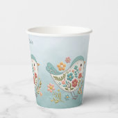 リトルバードブルーピンクの花紙カップ 紙コップ (裏面)