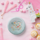 リトルバードブルーピンクの花紙ボウル ペーパーボウル (パーティー)