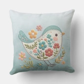 リトルバードブルーピンクの花装飾用クッション クッション (裏面)