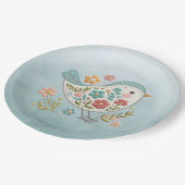 リトルバードブルーピンクフラワーズ紙プレート ペーパープレート (アングル)