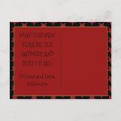 リトルバードライディングロケットヴィンテージ新年おめでとう ポストカード (裏面)