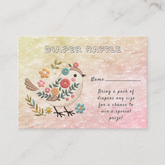 リトルバードリーブス フラワーズ ピンク ベビーシャワー エンクロージャーカード (正面)