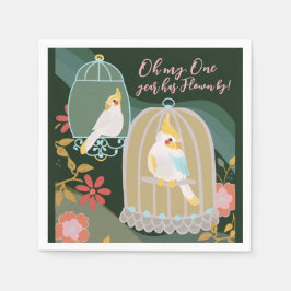 リトルバードレインボーグリーンガールファースト誕生日 スタンダードカクテルナプキン