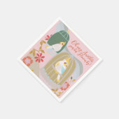 リトルバードレインボーピンクガール誕生日 スタンダードカクテルナプキン (角)