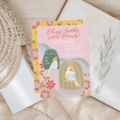 リトルバードレインボーピンクガール誕生日 招待状