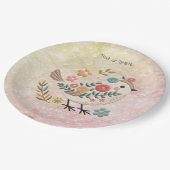 リトルバード離れ花ピンク紙プレート ペーパープレート (アングル)