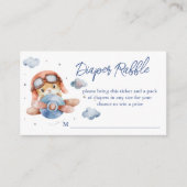 リトルパイロット飛行機の赤ちゃんシャワーおむつラッフル エンクロージャーカード (正面)