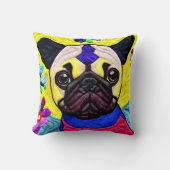 リトルパグパピーキルトライクデザイン クッション (正面)