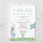 リトルパター ブルー ゴルフ ベイビー シャワー 招待状 (正面)