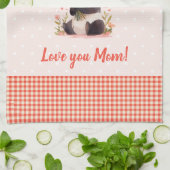 リトルパンダの花を持つ母の日の贈り物 キッチンタオル (折り畳み)