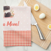 リトルパンダの花を持つ母の日の贈り物 キッチンタオル (四つ折り)