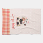 リトルパンダの花を持つ母の日の贈り物 キッチンタオル (横)