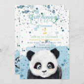 リトルパンダ男の赤ちゃん誕生日のお知らせ 案内状 (正面/裏面)