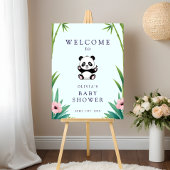 リトルパンダ緑の赤ちゃんシャワー歓迎サイン ポスター