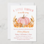 リトルパンプキンがやってくる ピンクガールベイビーシャワー 招待状 (正面)
