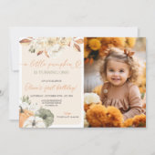 リトルパンプキンの秋の誕生日写真 招待状 (正面)