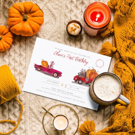 リトルパンプキンの1歳誕生日パーティー招待状 サンキューカード