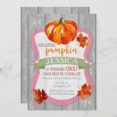 リトルパンプキンガールズオータム誕生日招待状 招待状 (正面/裏面)