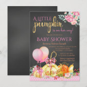 リトルパンプキンガールズ 黒板 秋のベイビーシャワー 招待状 (正面/裏面)
